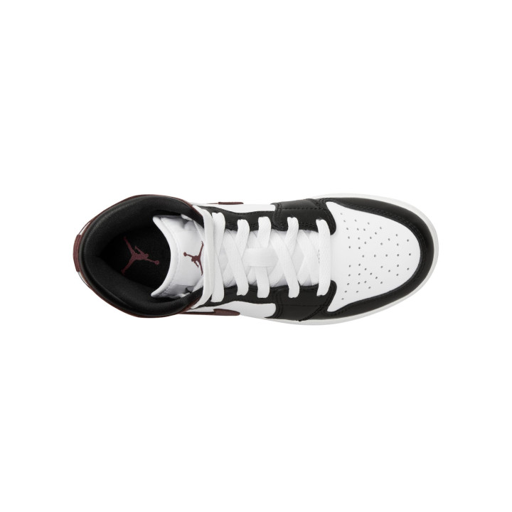 Nike Air Jordan 1 Mid Se Gs Bianco Bordeaux Nero - Sneakers Bambino