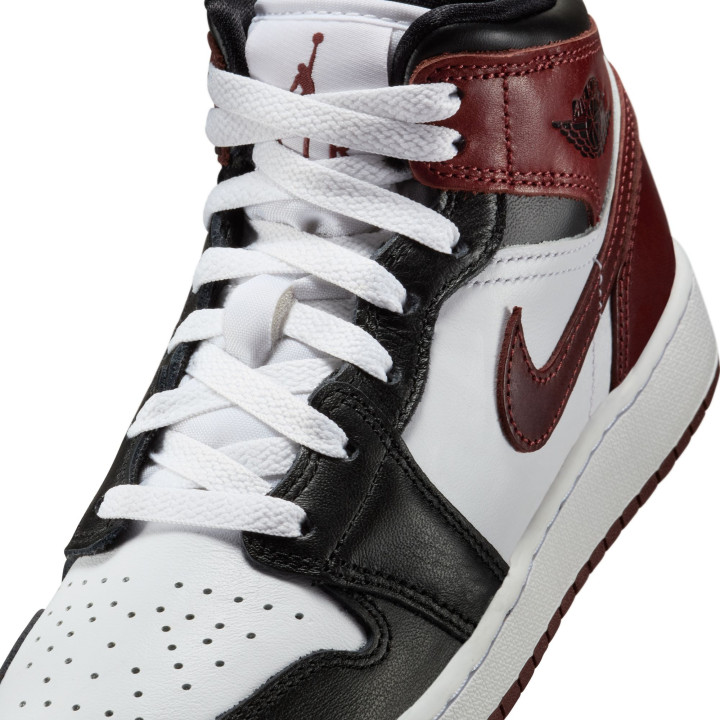 Nike Air Jordan 1 Mid Se Gs Bianco Bordeaux Nero - Sneakers Bambino