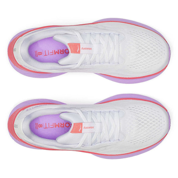 Saucony Ride 18 Bianco Coral - Scarpe Running Donna