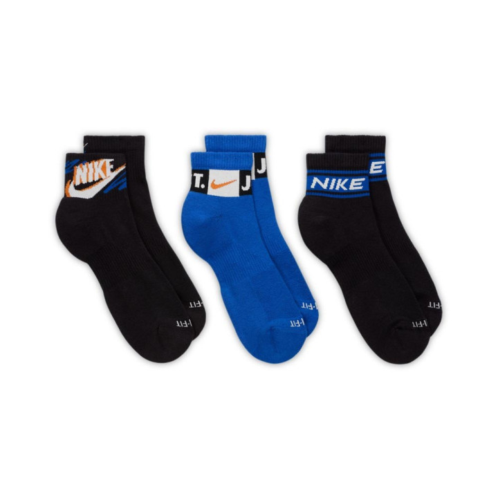Nike Calze Palestra Tris Pack Quarter Nero Blu