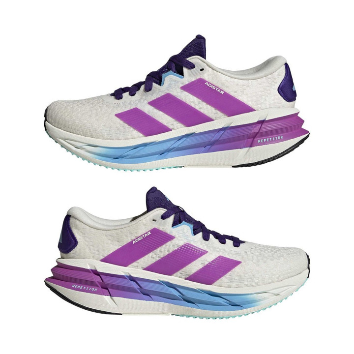 ADIDAS Adistar 4 Core Bianco Purple Burst Semi Blue Bu - Scarpe Running Donna
