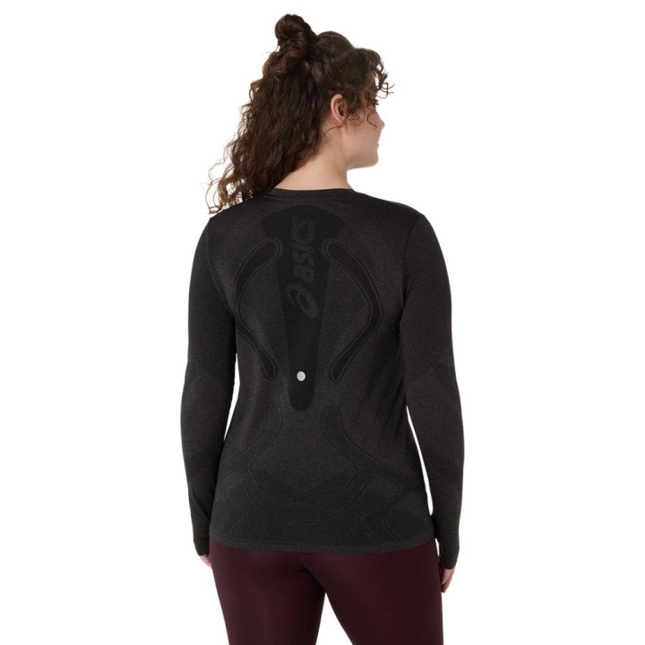 Asics Crop Top Running Road Seamless Ls Performance Nero Graphite Grigio Donna