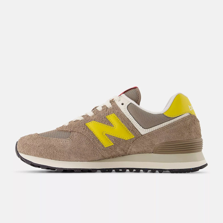 New Balance 574 Mesh Suede Beige Giallo - Sneakers Uomo