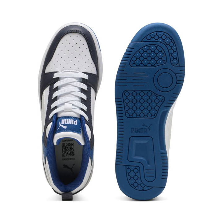 Puma Puma Rebound V6 Lo Gs Bianco Grigio Nero - Scarpe Da Ginnastica Bambino