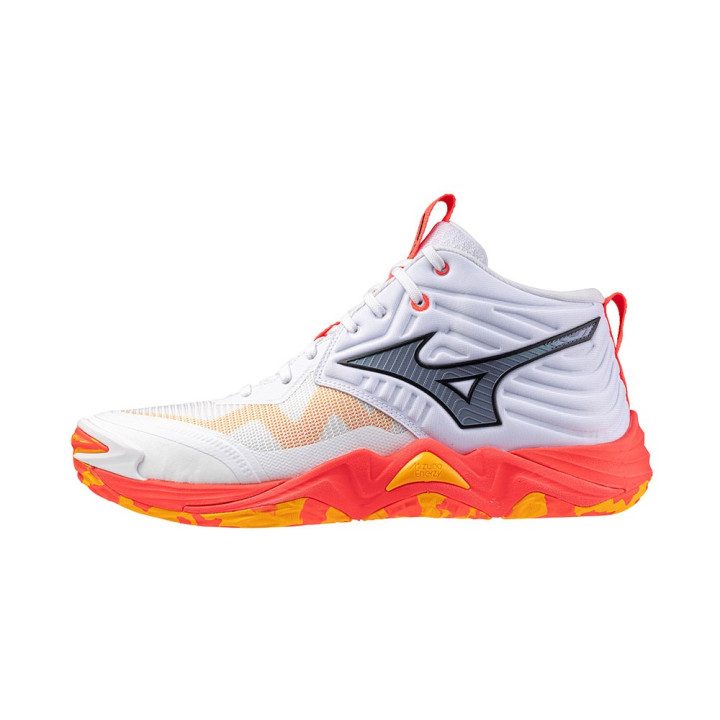 Mizuno Wave Monentum Mid Elite Bianco Arancio Argento - Scarpe Pallavolo Uomo