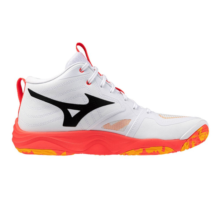 Mizuno Wave Monentum Mid Elite Bianco Arancio Argento - Scarpe Pallavolo Uomo
