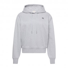 Calvin Klein Felpa Con Cappuccio Logo Piccolo Grigio Donna