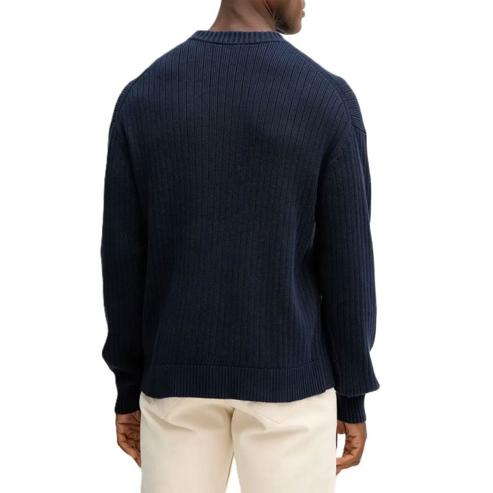 Calvin Klein Maglia Maniche Lunghe Girocollo Logo Piccolo Blu Uomo