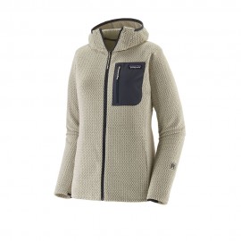 Patagonia Felpa In Pile R1 Air Full-Zip Wool Bianco Donna