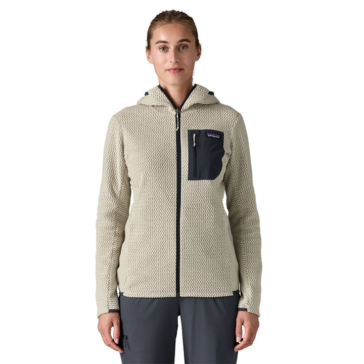 Patagonia Felpa In Pile R1 Air Full-Zip Hoody Wool Bianco Donna