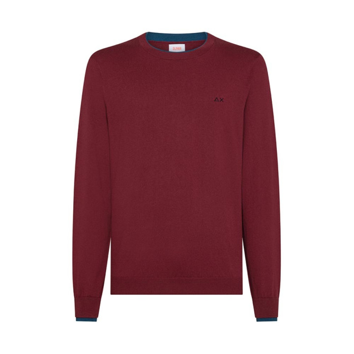Sun 68 Maglia Maniche Lunghe Girocollo Doppio Collo Bordeaux Uomo