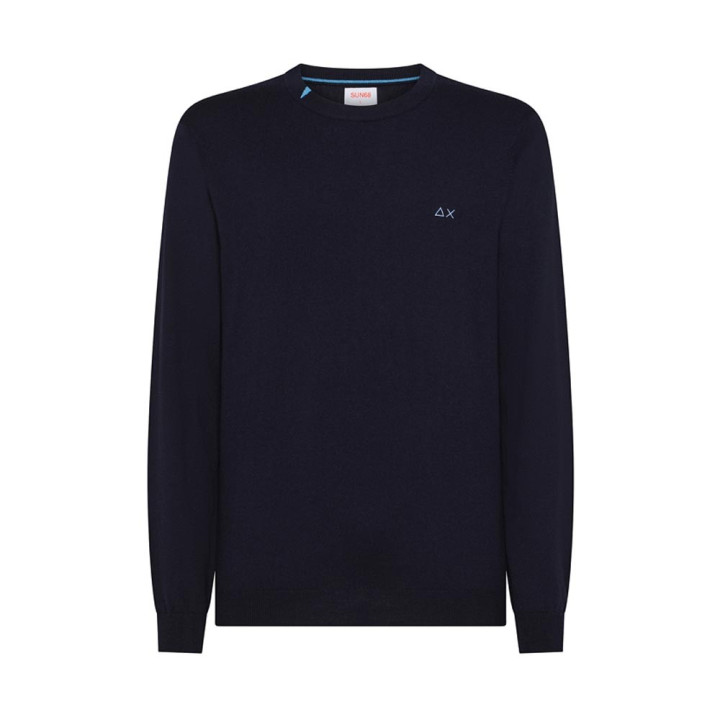 Sun 68 Maglia Maniche Lunghe Girocollo Logo Blu Uomo