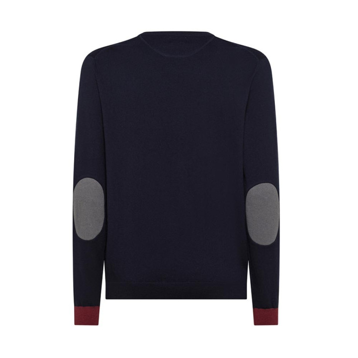 Sun 68 Maglia Maniche Lunghe Toppa Polsini Contrasto Blu Uomo