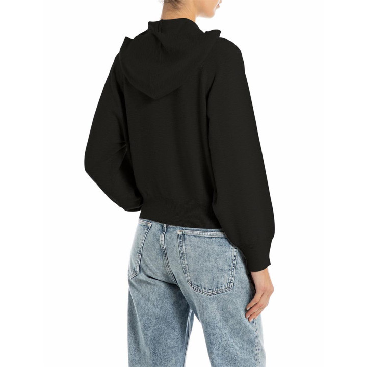 Replay Felpa Con Cappuccio Nero Donna