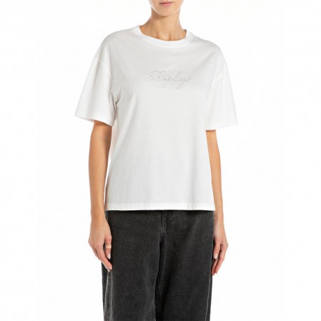 Replay T-Shirt Logo Bianco Donna