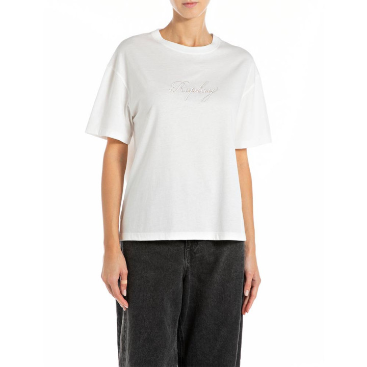 Replay T-Shirt Logo Bianco  Donna