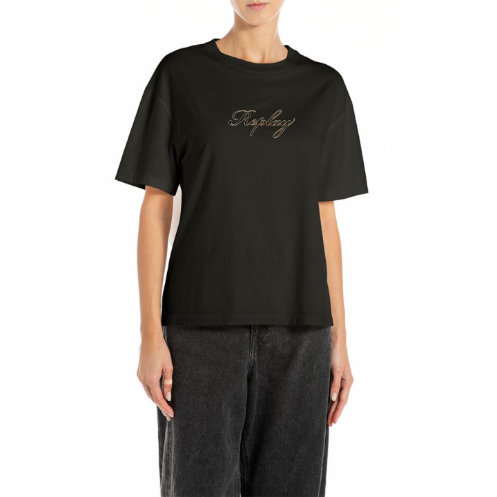 Replay T-Shirt Logo Nero Donna