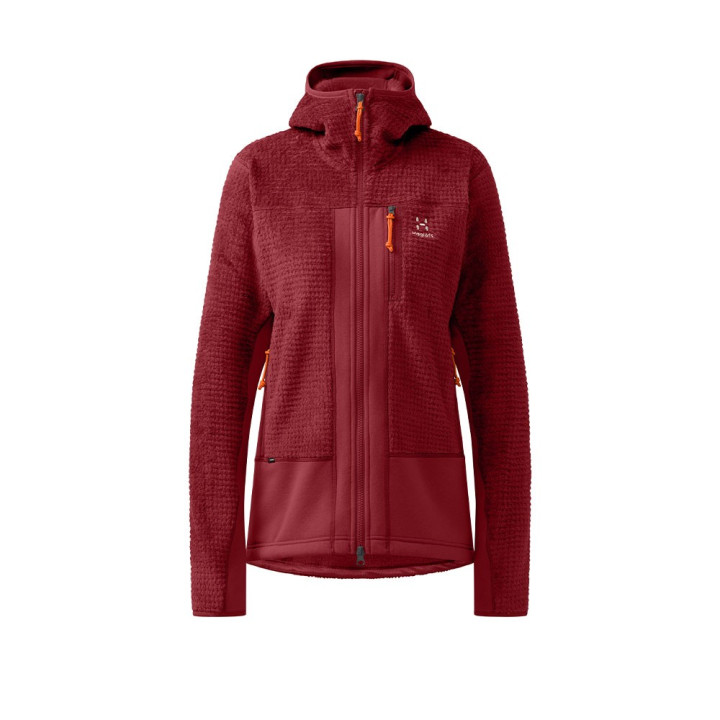 Haglöfs Felpa In Pile Vassi Mid Hood Carmine Red Donna
