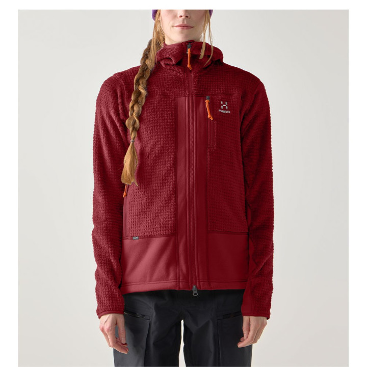 Haglöfs Felpa In Pile Vassi Mid Hood Carmine Red Donna