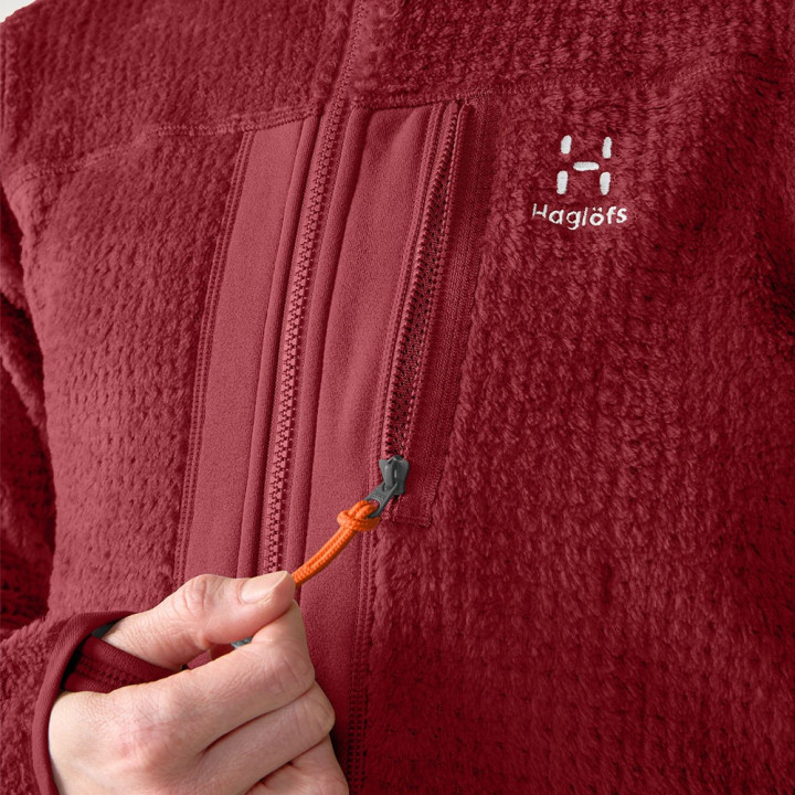 Haglöfs Felpa In Pile Vassi Mid Hood Carmine Red Donna