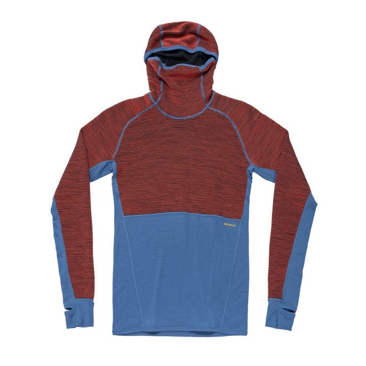 Devold Maglia Trekking Tuvegga Merino Hoodie Cayenne Uomo
