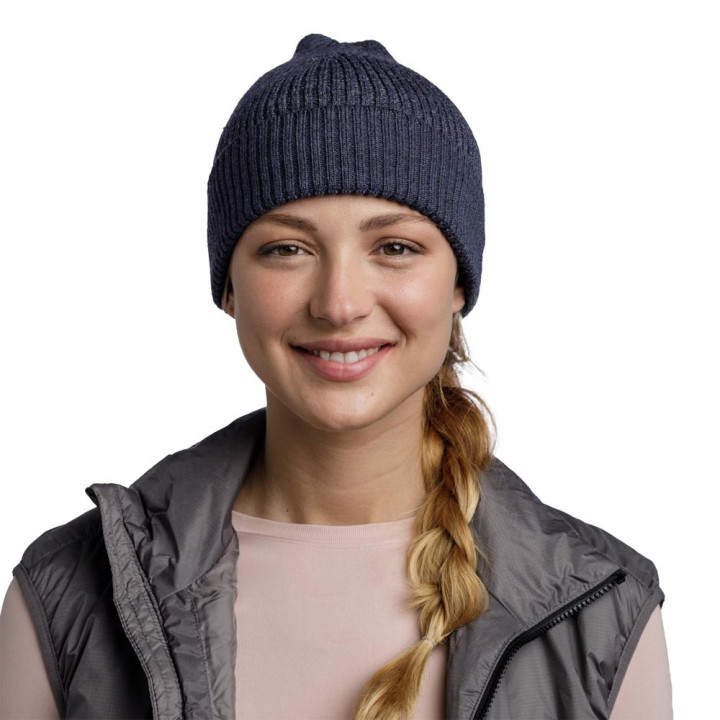 Buff Berretto Merino Active Solid Night Blue
