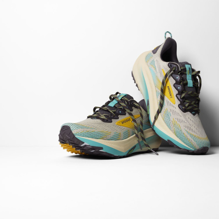 Brooks Ghost Trail Grigio Giallo Azzurro - Scarpe Trail Running Donna