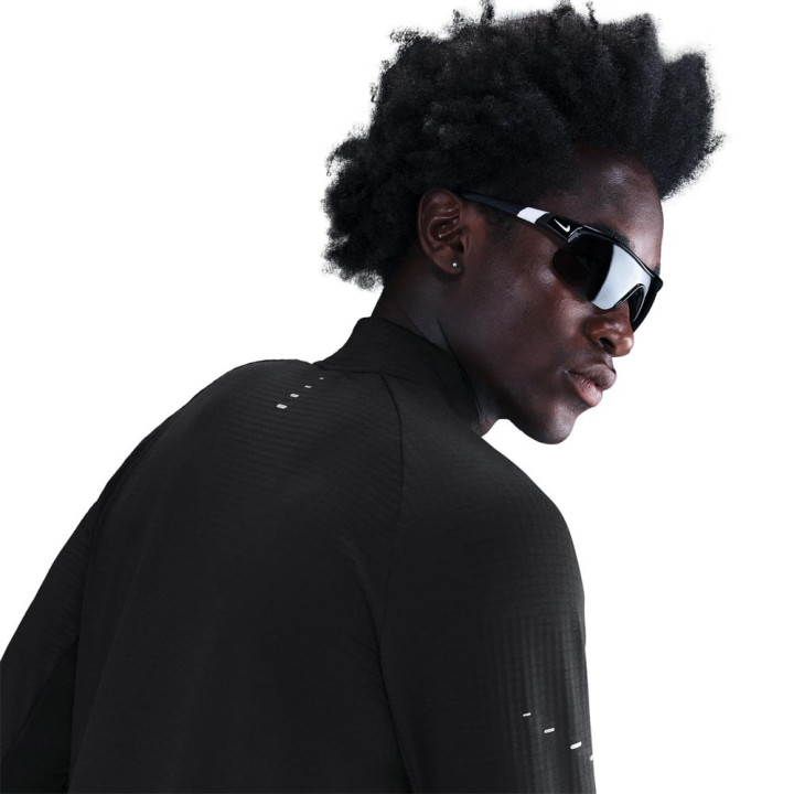 Nike Stride Maglia Running Winterized Nero Reflect Argento Uomo