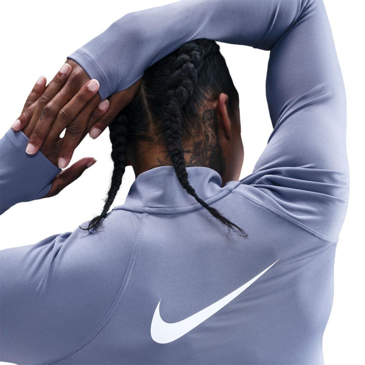 Nike Tempo Swoosh Maglia Running Hbr World Indigo Argento Donna
