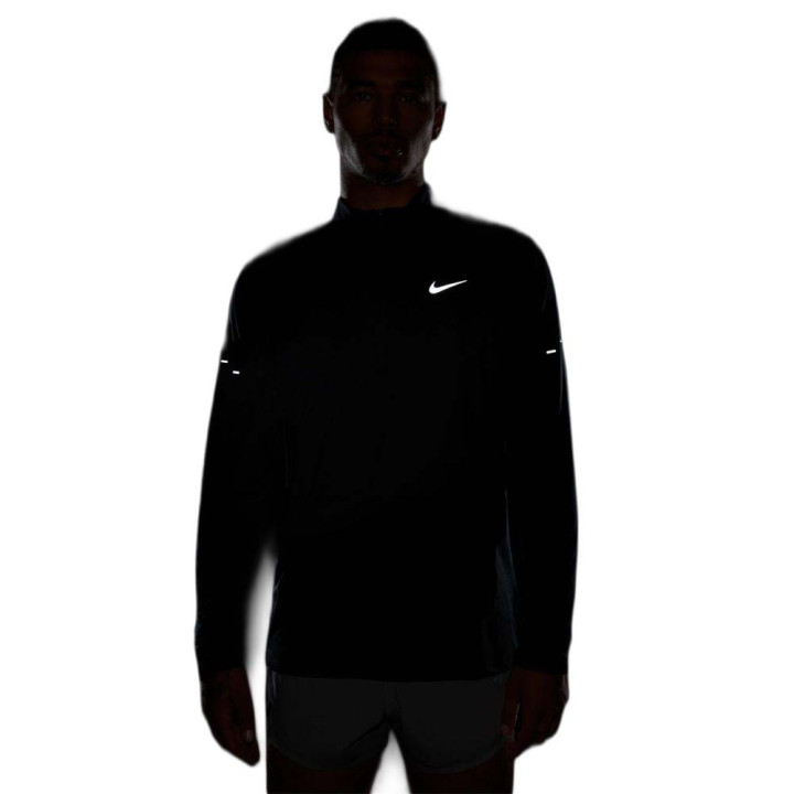 Nike Stride Maglia Running Felpa Running Nero Reflective Argento Uomo