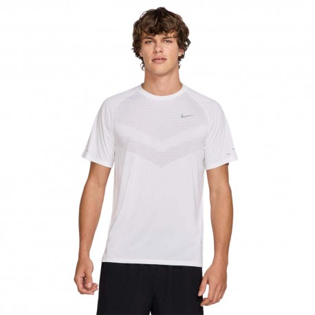 Nike Stride T-Shirt Running  Bianco Reflective Argento Uomo