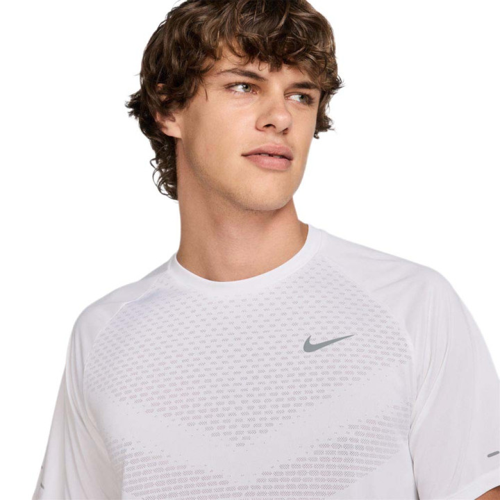 Nike Stride T-Shirt Running  Bianco Reflective Argento Uomo