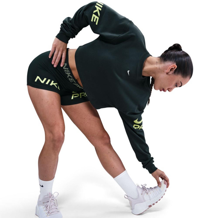 Nike Pro Felpa Palestra Girocollo Verde Donna