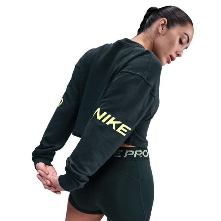 Nike Pro Felpa Palestra Girocollo Verde Donna