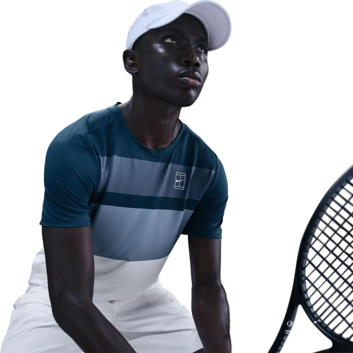 Nike Court Advantage T-Shirt Tennis Armory Navy Bianco Uomo