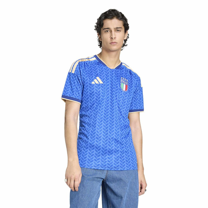 Adidas Maglia Maniche Corte Home Italia Blu Uomo