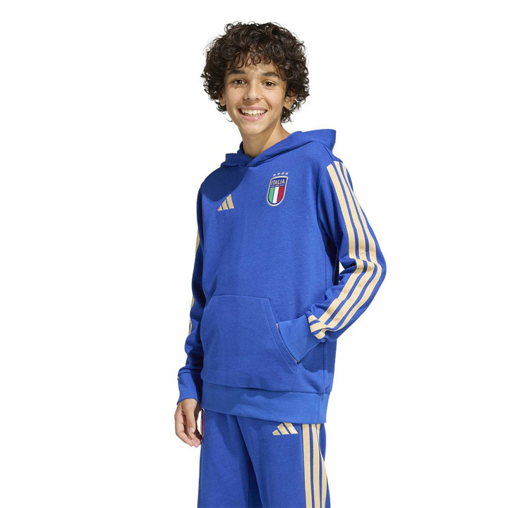 Adidas Felpa Zip E Cappuccio Italia Culture Dna Blu Bambino