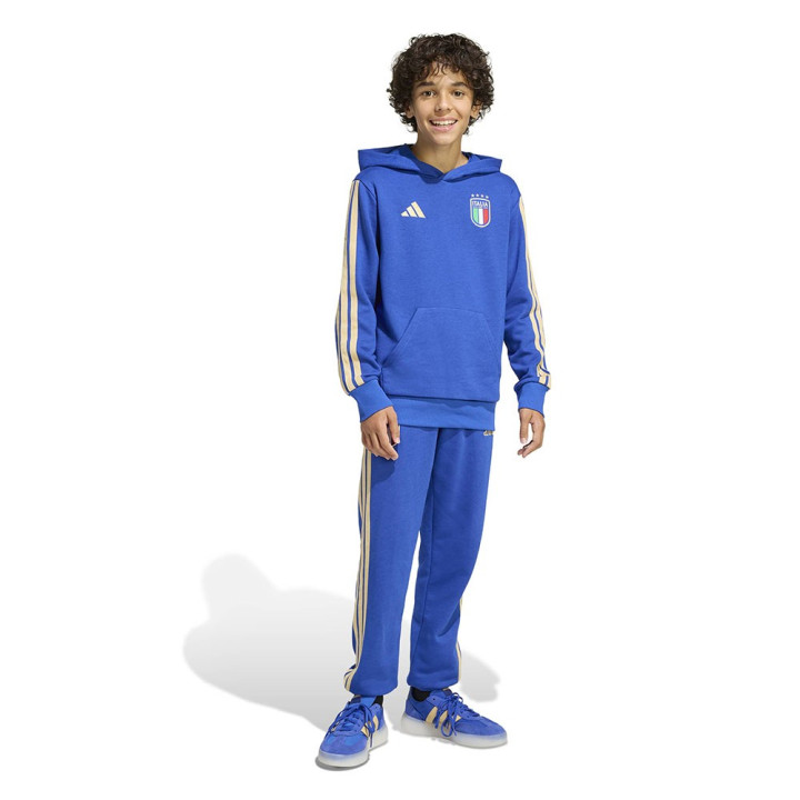Adidas Felpa Zip E Cappuccio Italia Culture Dna Blu Bambino