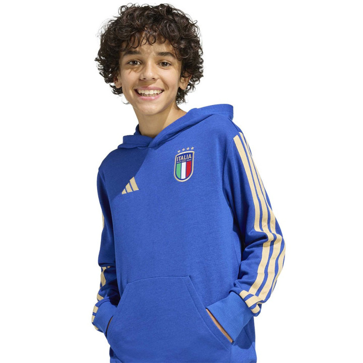 Adidas Felpa Zip E Cappuccio Italia Culture Dna Blu Bambino