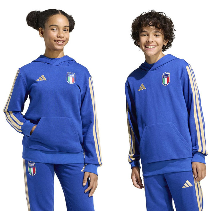 Adidas Felpa Zip E Cappuccio Italia Culture Dna Blu Bambino