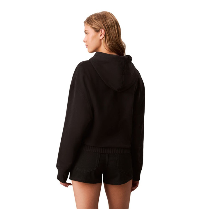 Calvin Klein Felpa Con Cappuccio Logo Piccolo Nero Donna