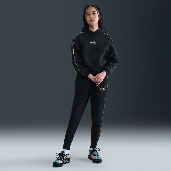Nike Sportswear Club Felpa Palestra Crop Nero Bambina