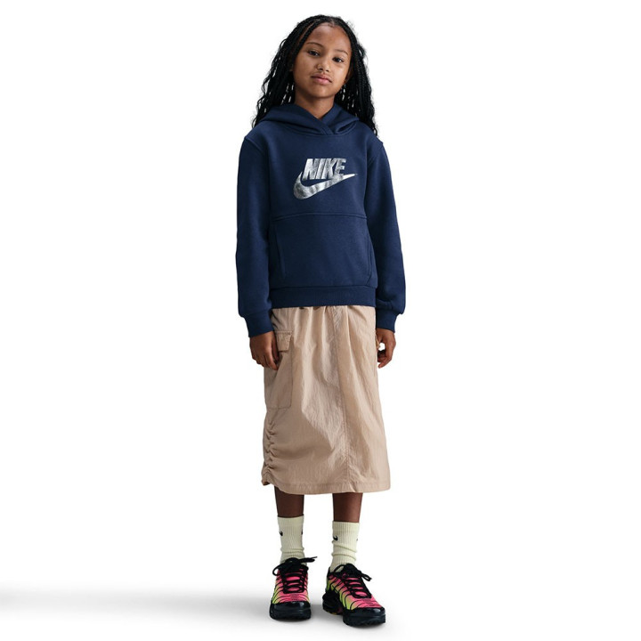 Nike Sportswear Club Felpa Palestra Logo Metallic Blu Bambino