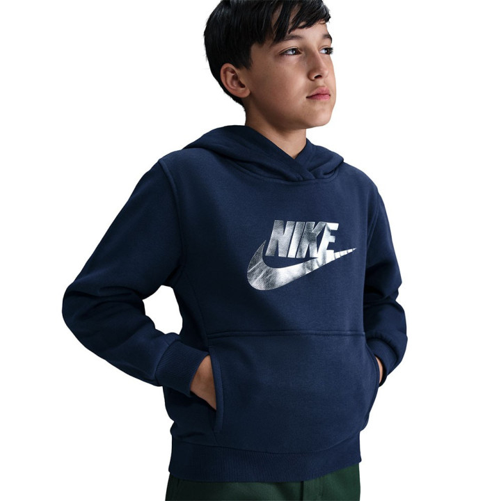 Nike Sportswear Club Felpa Palestra Logo Metallic Blu Bambino