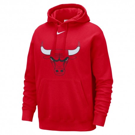 Nike Felpa Nba Chicago Club C Cap Logo Rosso Bianco Uomo