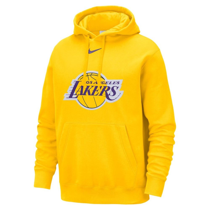 Nike Felpa Nba Lakers Club C Cap Logo Amarillo Purple Uomo