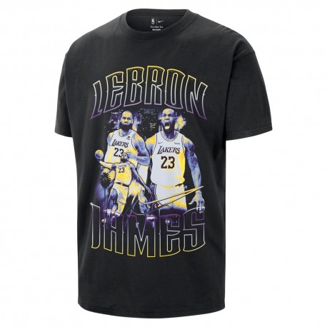 Nike T Shirt Basket Nba La Lakers Courtside Nero Uomo