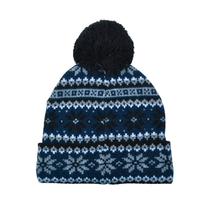 Imma Cuffia Inter Ponpon Christmas Nero Azzurro