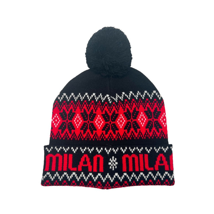 Imma Cuffia Milan Ponpon Christmas Nero Rosso