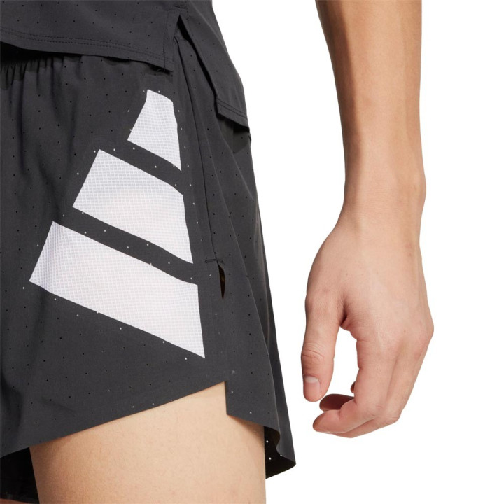 ADIDAS Pantaloncini Running Split Road To Records Nero Bianco Uomo